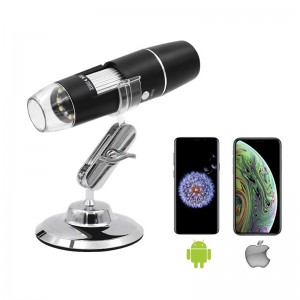 Microscope numérique sans fil 50X à 1000X, caméra endoscope à grossissement 8 LED avec étui de transport et support en métal, compatible avec Android Windows 7 8 10 Linux Mac