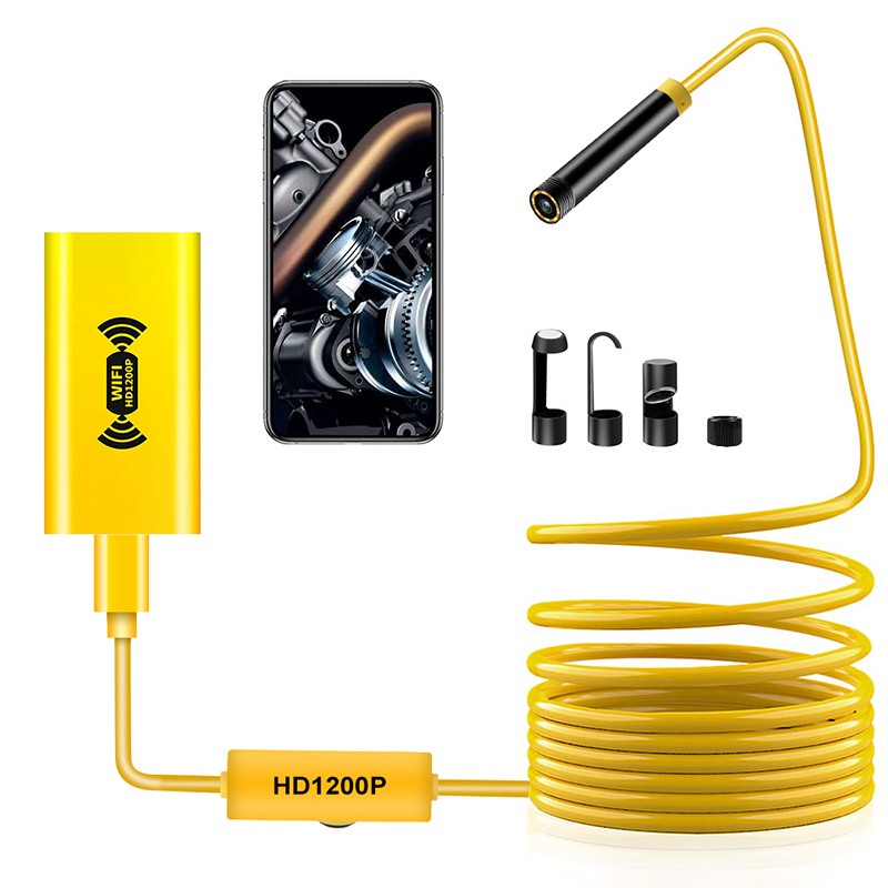 Endoscope sans fil 2,0 mégapixels HD WiFi Borescope Camera Interface micro caméra d'inspection étanche pour Android, iOS et Windows, iPhone, Samsung, tablette, Mac